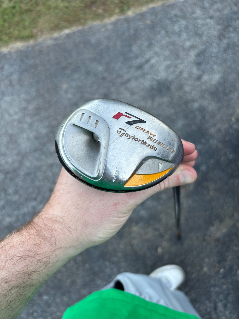 TaylorMade Draw Rescue Hybrid Golf Club - Silver/Green/Yellow